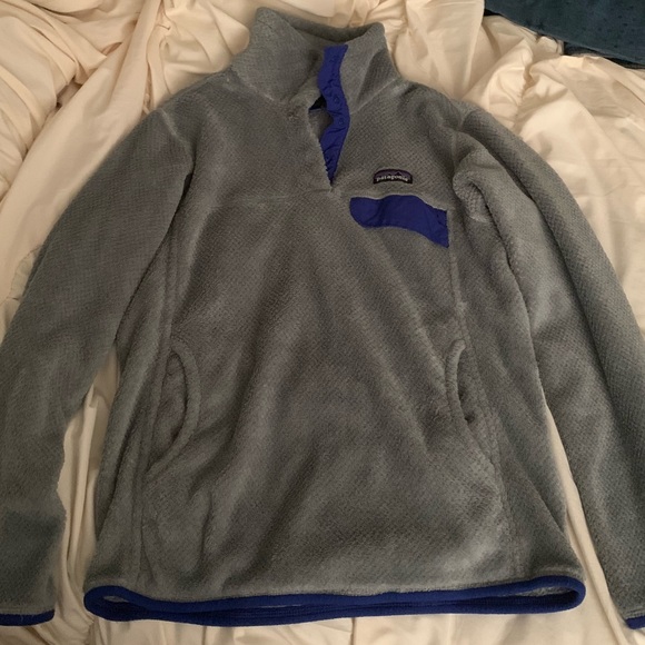 Patagonia Tops - Patagonia Gray/Blue Synchilla Snap-T Pullover